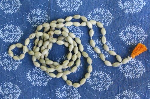 Tulsi Mala: 108 Oval Wood Beads on Knotted Thread
