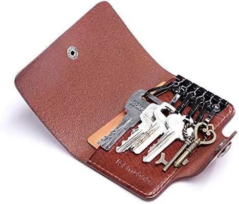 Teemzone Genuine Leather Key Ring Case Holder Keychain Coin Purse Snap Button (Y669)
