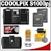 Nikon Coolpix S1000pj 12.1MP Digital Camera (Matte Black) with Built-in Projector and 5x Optical Wide-Zoom + (2x) EN-EL12 Battery Packs + Leather Case + Accessory Kit