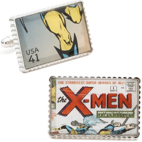  Rhodium Plated Silver X-Men Stamp Cufflinks