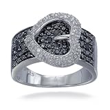 1/4 CT Heart & Buckle Shape Black Diamond Ring In Sterling Silver (Available In Sizes 5 - 10)