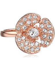kate spade new york "Disco Pansy" Clear and Rose Gold-Tone Ring, Size 8