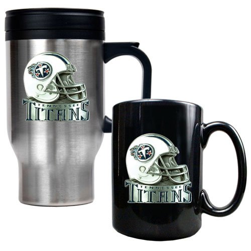 Tennessee Titans NFL Travel Mug & Ceramic Mug Set - Helmet logo
