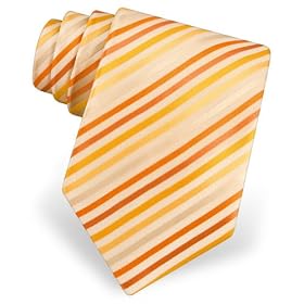 Gold Tonal Stripe Extra Long Tie by Silk Rhino Neckwear - Gold Microfiber