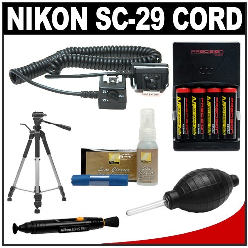 Nikon SC-29 Off Camera TTL Remote Flash Cord + Tripod + Cleaning Kit for Speedlight SB-400, SB-600 & SB-900