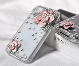 51uOr%2B2HQSL. SL160  Smile Case 3D Crystalized Rhinestone Bling Full Cover Case for AT&T Verizon iPhone 4 4G Made with Crystal (4 3D Clear Pink Flower)