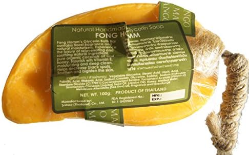 Exotic Elegance Set of 2 Fruity Scent Organic Soap Bar / Mango and Mangosteen Shape with Coconut Dish..