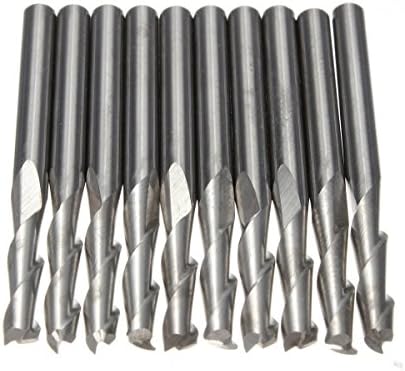 10Pcs 1/8inch 2 Flute Carbide Endmills For Wood Or Plastic Work