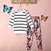 Hatop 1Set Baby Girls Outfit Clothes Stripe Long Sleeve Tops+Floral Long Pants