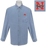 Nebraska Cornhuskers NCAA Denim Long Sleeve Button-Down Shirt (Blue)