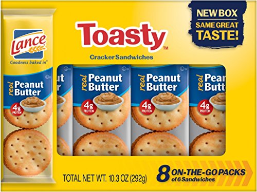 Lance Sandwich Crackers, Toasty Peanut Butter, 8 Individually Wrapped Packs, 6 Sandwiches Each (Pack of 14)