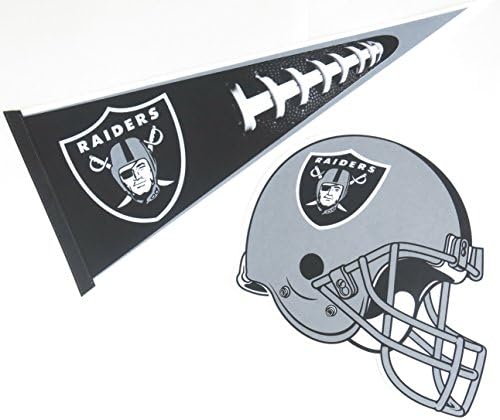 Oakland Raiders, NFL , Wall Decor, One 17" X 30" Large Pennant Design , and 12" X 12" One Helmet Design