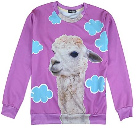 Funny Crewneck 3D Sweatshirts Hoodies Cute Alpaca Lama Medium