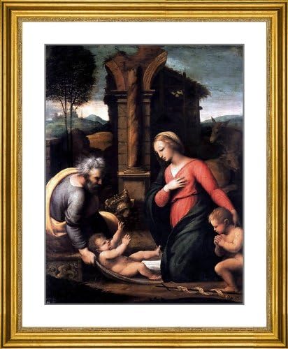 Giovan Francesco Penni Holy Family with the Infant St John - 26.5" x 31.5" Matted Framed Premium Archival Print