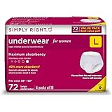 Simply Right Women's Maximum Absorbency Protective Underwear - Large - 72 Ct.