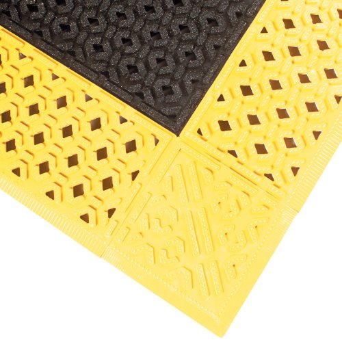 NoTrax 522S4210BY 522 Cushion-Lok 42 x 120 BlackYellow Safety Anti-Fatigue Drainage Mat With Grip-Step