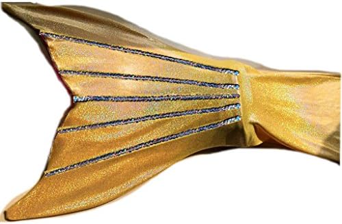 Gold Swimmable Mermaid Tail Tails Girl Adult Sparkle (with no monofin)KID M