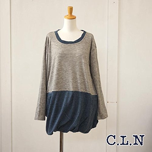 (シーエルエヌ) C.L.Nバイカラー　ねじりシルエット長袖ニットプルオーバー