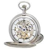 Avalon Imperiale Series 17 Jewel Hand Wind Silver-Tone Skeleton Pocket Watch with Display Stand and... by Avalon
