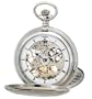 Avalon Imperiale Series 17 Jewel Hand Wind Silver-Tone Skeleton Pocket Watch with Display Stand and 15" Chain # 8800SX