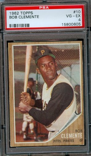 1962 Topps Baseball Card #10 Bob Clemente Pittsburgh Pirates PSA 4 VG-EX