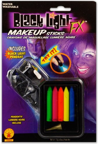 UV Reactive Black Light Responsive Neon Make Up Sticks with FREE LED Black 