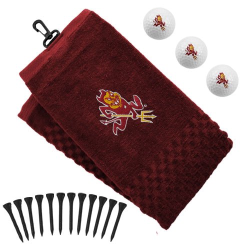 Arizona State Sun Devils Embroidered Golf Towel, Golf Balls Tees Gift Set