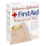 Johnson & Johnson First Aid Waterproof Pad (2.875 x 4-Inch), 6-Count Large Pads (Pack of 6)