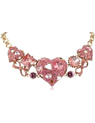 Betsey Johnson "Iconic Pinkalicious" Crystal Heart and Gem Necklace, 19"