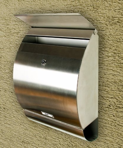 Briefkasten, Wandbriefkasten aus gebürstetem Edelstahl