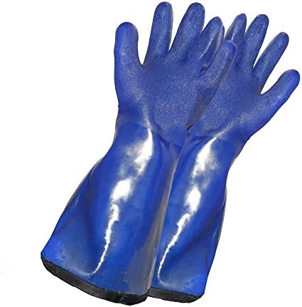 17" Durable PVC Coated Cold Weather Insulated Work Gloves, Blue