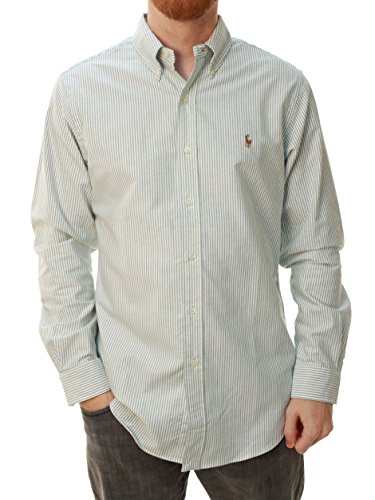 Polo Ralph Lauren Men's Button Down Custom Fit Stripe Shirt-Red/White Polo Ralph Lauren Men's Button Down Custom Fit Stripe Shirt-Red/White