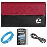 Red & Black Portola Leather Carrying Holster with Fixed Belt-Clip and Magne ....