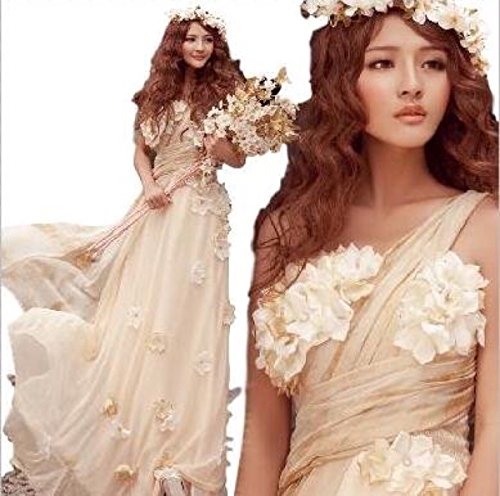 ウェディングドレス カラードレス 姫系 プリンセスライン 花嫁ドレス 上品 結婚式 披露宴 挙式 ロングドレス ドレス ミニ シャンパン色