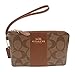 Coach Crossgrain Leather Corner Zip Wristlet Khaki Saddle