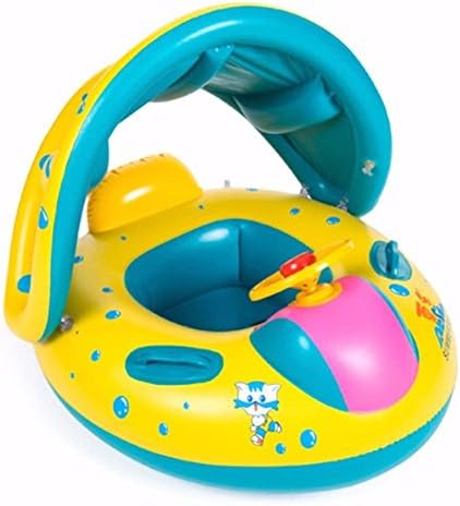 Sweetswim Kid Swimming Inflatable Pool Floats with Sunshade Canopy and Trumpet for Kids