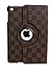 inShang® Checker Damier 360 degree rotating smart case/cover/stand for iPad2/3/4, With auto sleep/wake function (iPad 2/3/4, Black/Brown)