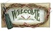 Wooden Golf Bag Themed "Welcome" Sign 6"x12"x2"