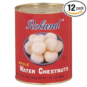 Roland Whole Peeled Water Chestnuts, 29-Ounce Tins (Pack of 12) by Roland
