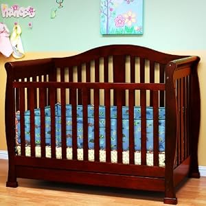 Convertible Baby Crib with Drawer in Cherry Finish