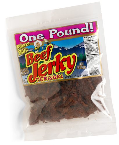 Pecos Bills Teriyaki Beef Jerky, 16-Ounce Packages (Pack of 2) by Pecos Bills