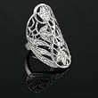 Silvertone Etched CZ Flower Fashion Ring