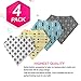 4-Pack Designer Bandana Style Baby Bibs Washable, Made with 100% organic cotton