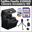 Accessory Kit For Fujifilm FinePix S2550HD 12 MP Digital Camera Includes 16GB High Speed SD Memory card + USB 2.0 High Speed Card Reader + Deluxe Carrying Case + Mini Flexible Tripod + Clear LCD Screen Protectors + More