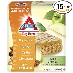 Atkins Day Break Bars Apple Crisp 1.2-Ounce Bars (Pack of 15)