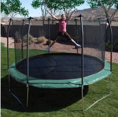 Skywalker 15' Green Round Trampoline and Enclosure