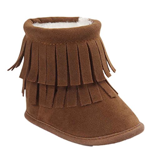 Voberry® Baby Toddler Girls Boys Winter Warm Snow Boot Tassels Trimmed Boots Outdoor (12~18Month, Khaki)