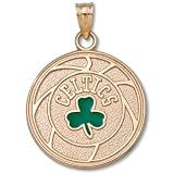 Boston Celtics 10K Basketball 3/4 Pendant with Enamel Shamrock