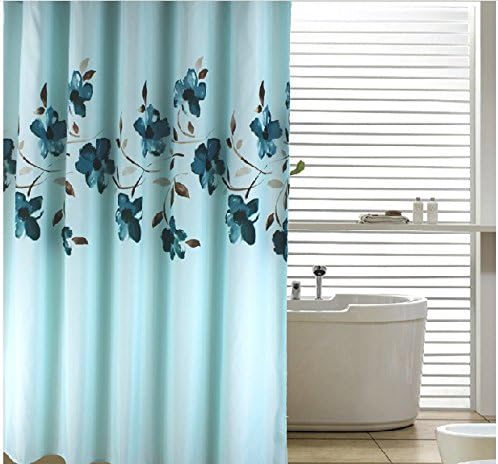 High-grade Blue Polyester Fabric Shower Curtain with Ink Painting Style Orchid Designs, Elegant Bathroom Accessory, Personalized Shower Curtains, Thickened, Waterproof and Mildewproof Shower Curtain, 40x72 inches(100x180cm)