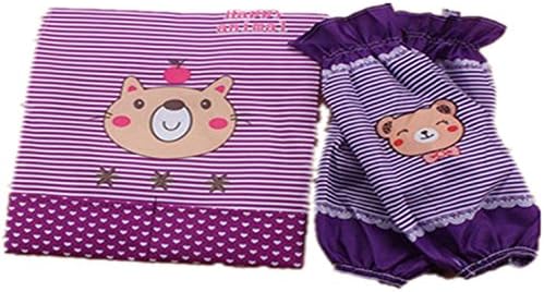 Kitchen Oil-proof Cartoon Long Sleeves Waterproof Men and Women Apron Suit Apron+Sleeves(Purple)